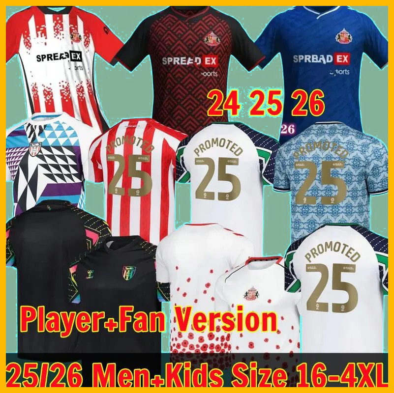 Home sunderland football shirts 24 25 26 Away 3rd Soccer Jerseys HUGGINS BALLARD JOBE BROWNE ROBERTS RIGG MAYENDA ABDULLAHI Football Shirt PRITCHARD Men Kids Kit