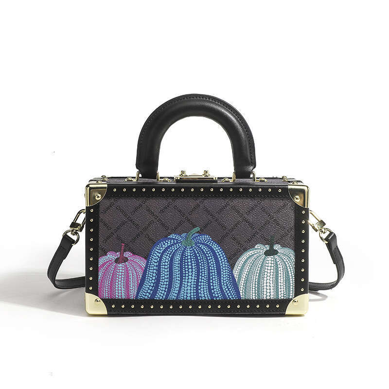luxury bag Leather box women's bag with niche design hand-held single shoulder diagonal cross bag printed fashionable