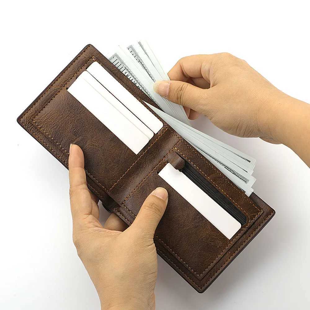 New Man PU Leather Wallet Business Card Holder Thin Business ID Holder Vintage Protection Bag Coin Wallet Z250621