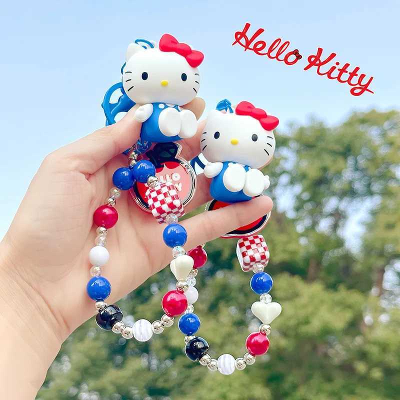 Sanrio Hello Kitty Beaded Keychain Cute Cartoon Charm for Keys Bags Purse Backpack 3D Acrylic Pendant Gift for Girls Accessoriesw250612