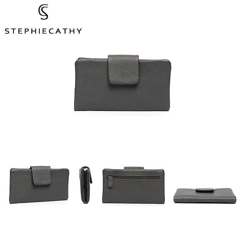 SC Fashion Real Leather Large Purse For Women Daily Functional Flap Long Wallet Card Coin Purses Female Cowhide Clutch Handbags Z250621