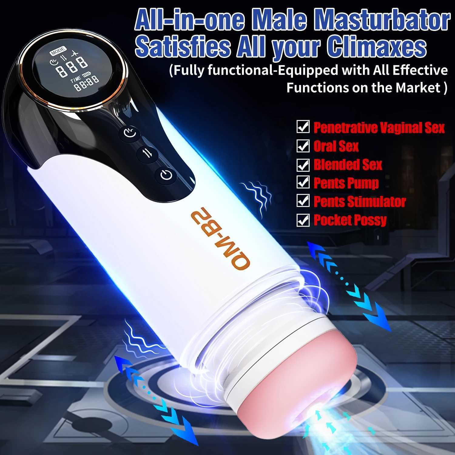 B2 Automatic Male Masturbator Penis Pump With 4 Sucking Thrusting 9 Vibration Pocket Pussy Masturbation Cup Sex Toys for Men W250621