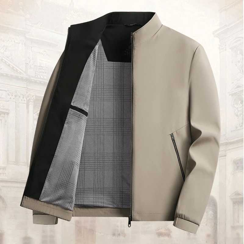 Business Casual Jackets for Men Stand Collar Solid Color Jacket Autumn Korean Work Wear Mens Windbreaker Jacket Winter Coats Men XJ250621