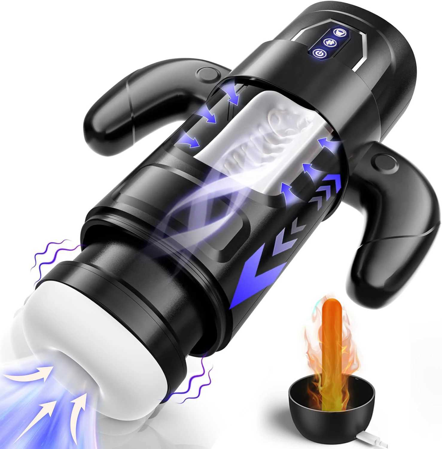 Male Masturbator Cup With 6 Thrusting 3 Sucking And 9 Vibration Modes With Heating Pronunciation Gamepad Sex Toys for Men W250621