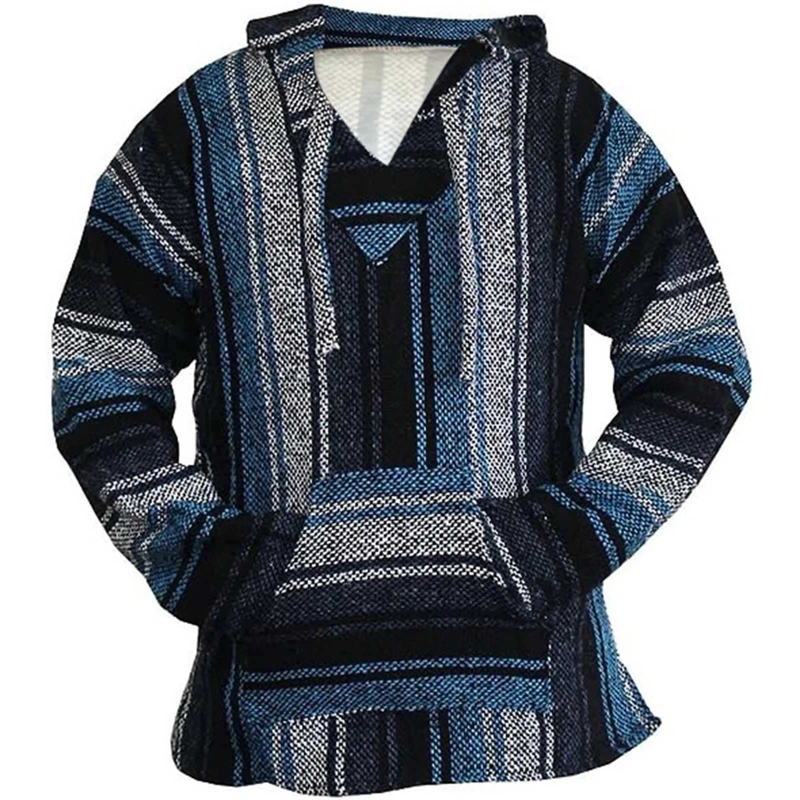 3D Print Hippie Hoodie For Men Ethnic Style Pullover Hooded Sweatshirt Drawstring Pocket Hoodies V Neck Men Streetwear Hoodies Z250621