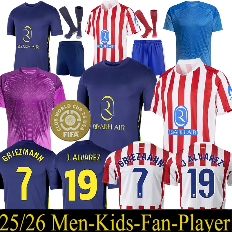 Atletico Madrids soccer jerseys GRIEZMANN 2024 2025 2026 anniversary 25 26 J.ALVAREZ M.LLORENTE KOKE SAUL Correa LEMAR football shirt men kids kit sets uniforms