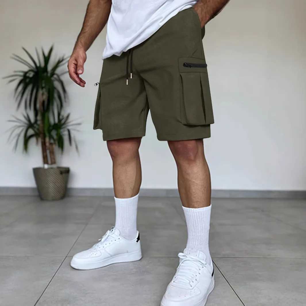 Summer New Solid Color High-Quality Short Mens Casual Mountain Style Multi-Pocket Shorts Workwear Lightweight Capcropped Pants W250705