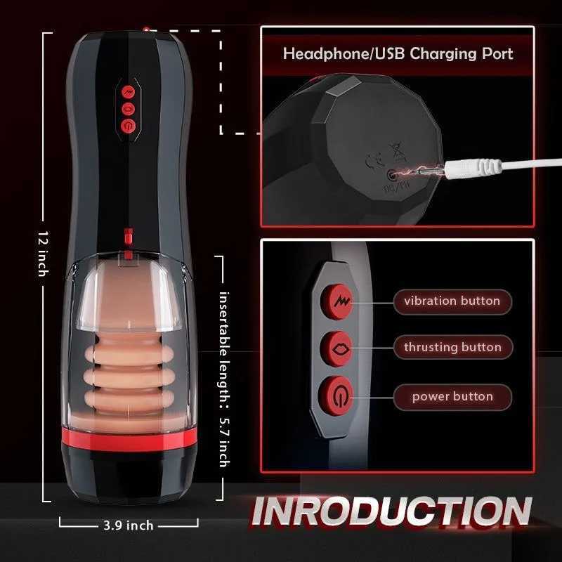 Fully Automatic Retractable Masturbator Cup Male Masturbador Adult Fun Aircraft Cup Pocket Pussy Vibrating Sex Toy Adult Toys W250621