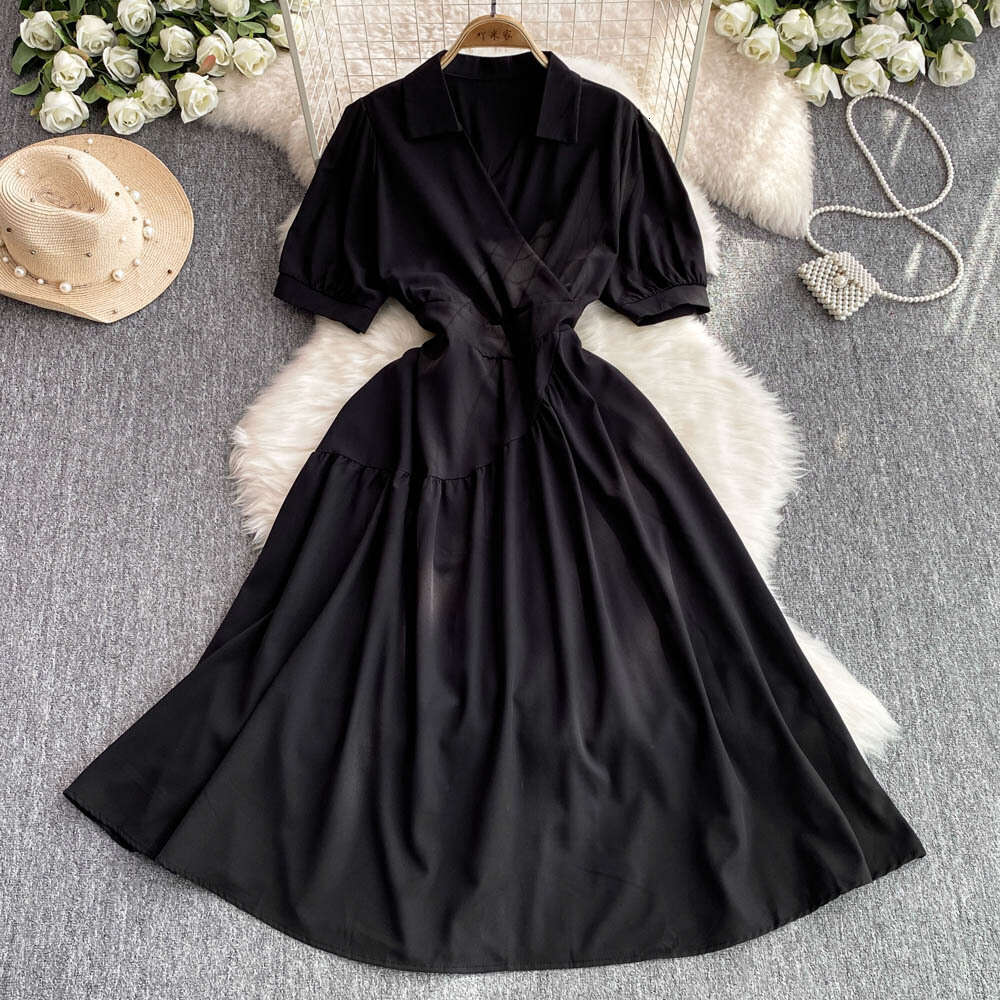 Long Dress Star Style Hepburn Inspired French Mid Length Waist Slimming Goddess A Line Dress Sexy Long Skirt