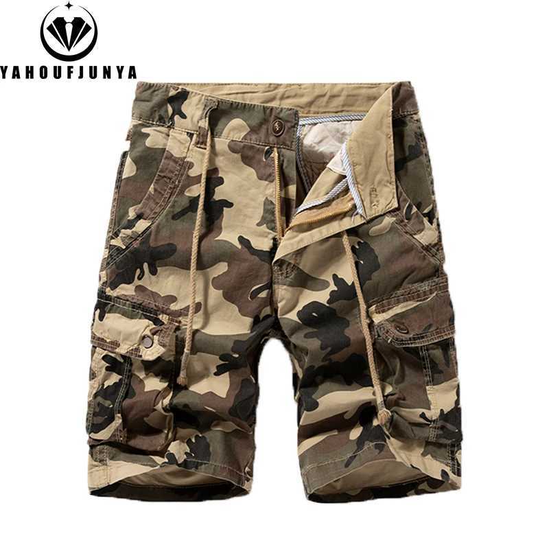 New Men Summer Outdoor Camouflage Cargo Straight Shorts Men Loose Casual Fashion Joggers Cotton High-Quality Design Short Male W250621