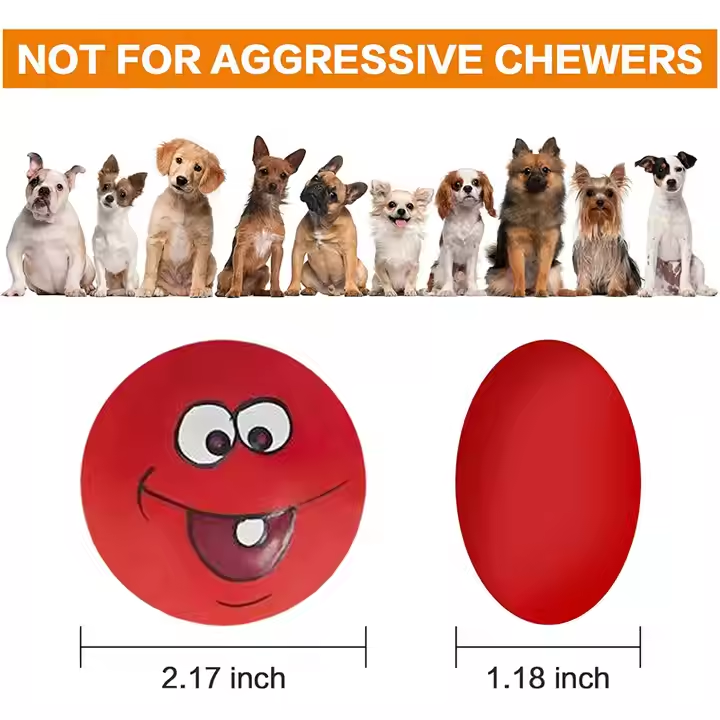 Latex Balls Chewing Dog Toy Squeaky Interactive Pet Funny Face Rubber Soft Fetch Play for Puppy Small Medium Pet Dog 8pcs/Pack