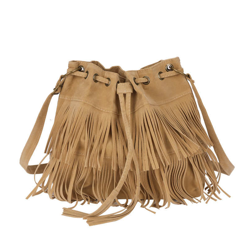 Free Shipping 2025 New Designer Bag Cross-border Women's Bag Simple Retro Tassel Drawstring Bucket Trendy High-quality Shopping Bags Single Shoul