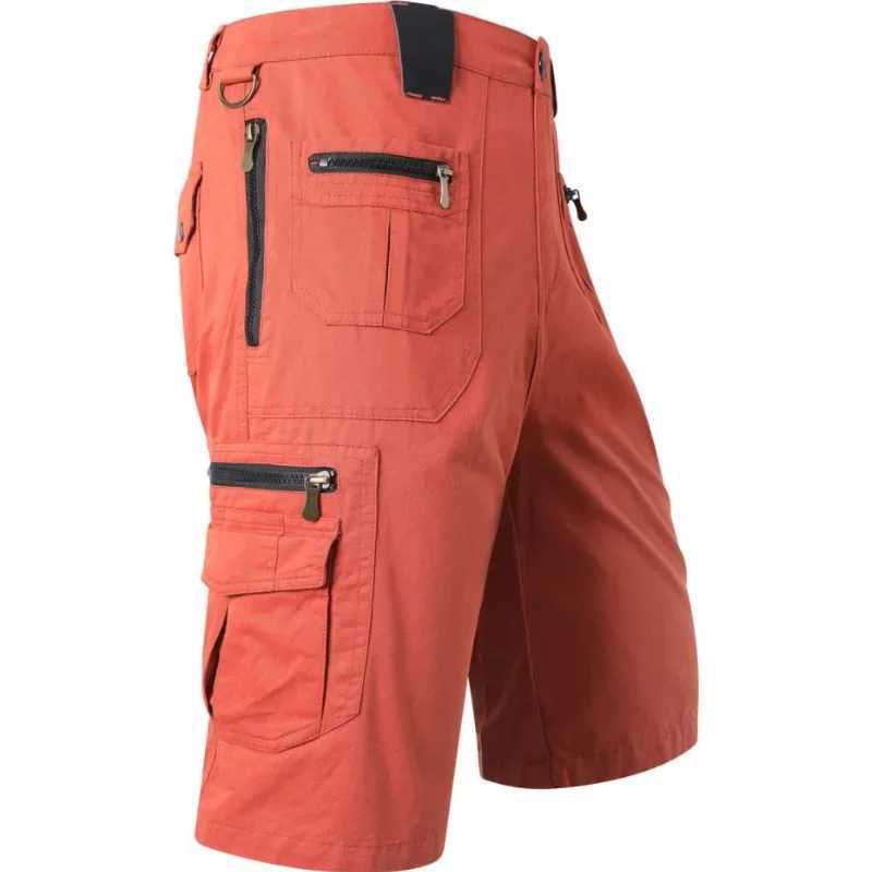 LIBIELIY Summer Cargo Pants for Men Multiple Pockets Zipper Cotton Fashion Casual Shorts Male Straight Outdoor Sports Knee Length Pants W250621