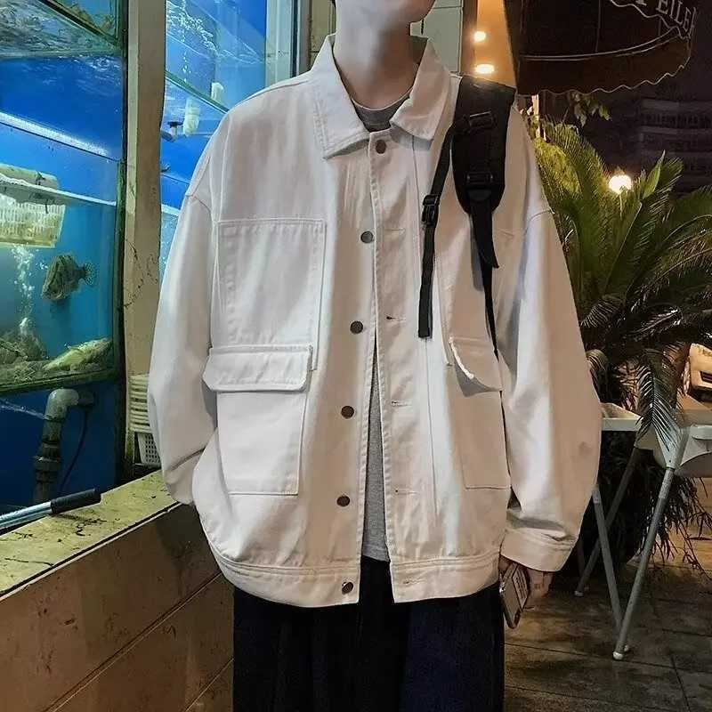 Trendy Brand Spring Autumn Loose-Fit Denim Jacket For Men Casual Korean Style Clothing Hong Kong Fashion Casual Clothes XJ250621