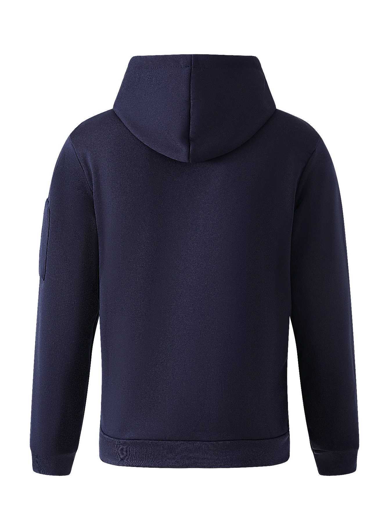 Mens casual large pocket zipper hoodie - solid color long sleeve autumn and winter sports and leisure trendy street style polyester XJ250621