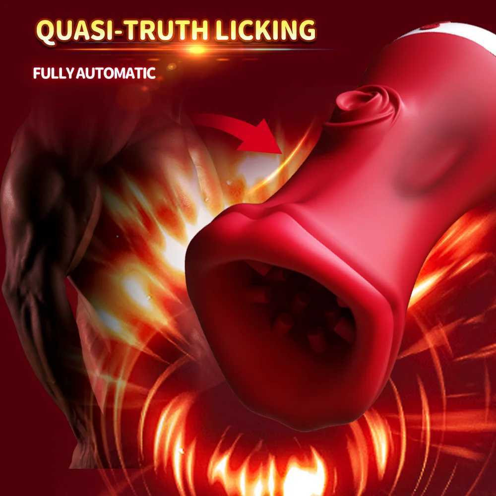 Deep Throat Male Penis Training Cup Tongue Licking Vibrator Blowjob Sex Toys Mens Glans Stimulation Exercise Masturbator for Men W250621