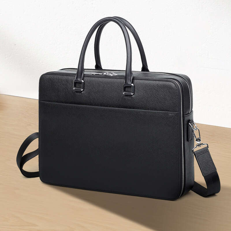Genuine Leather Bag Fashion Briefcase Trendy Large Capacity Genuine Leather Bag Commuter Business Multifunctional Men S Handbag Black Bag