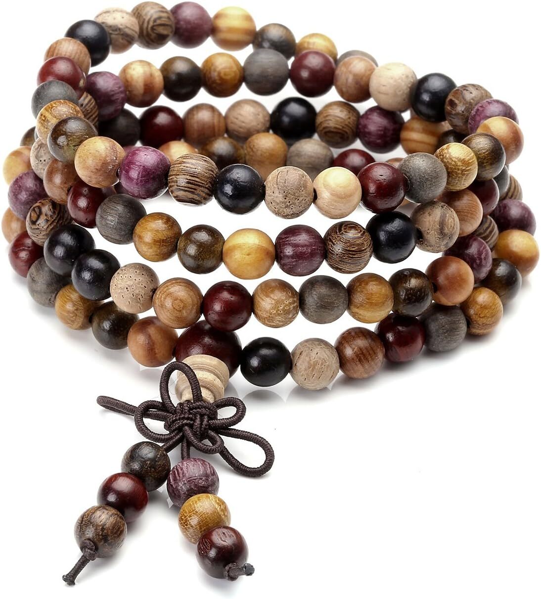 Attract Prosperity Unisex 108 Natural Wood 6mm 8mm Beads Bracelet Buddhist Rosary Mala Necklace 8mm Sandalwood Buddhist Consecration Ward Off Evil