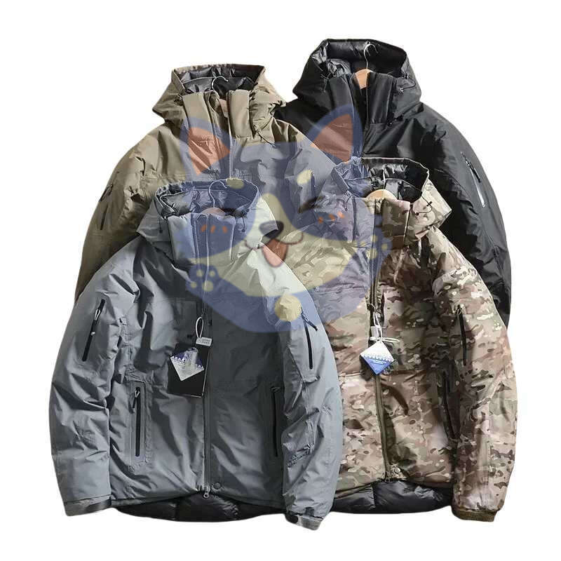 Outdoor Climbing Down Jacket Men Waterproof Windproof Warm Loose Hooded Thickened Cotton Coat Hiking Camping Hunting Jackets ebd