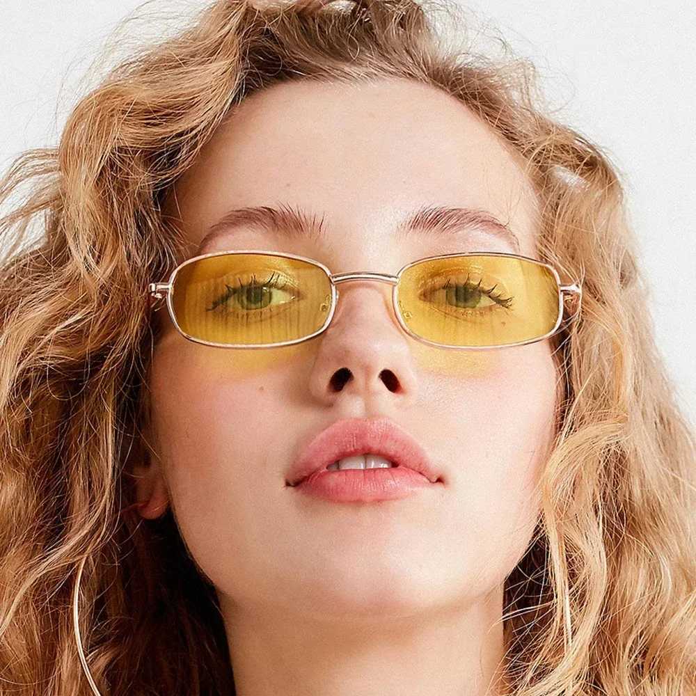 XaYbZc Unisex Small Retro Shades Rectangle Sunglasses Men Metal Frame Eyewear Outdoor Clear Lens Sun Glasses For Women W250621