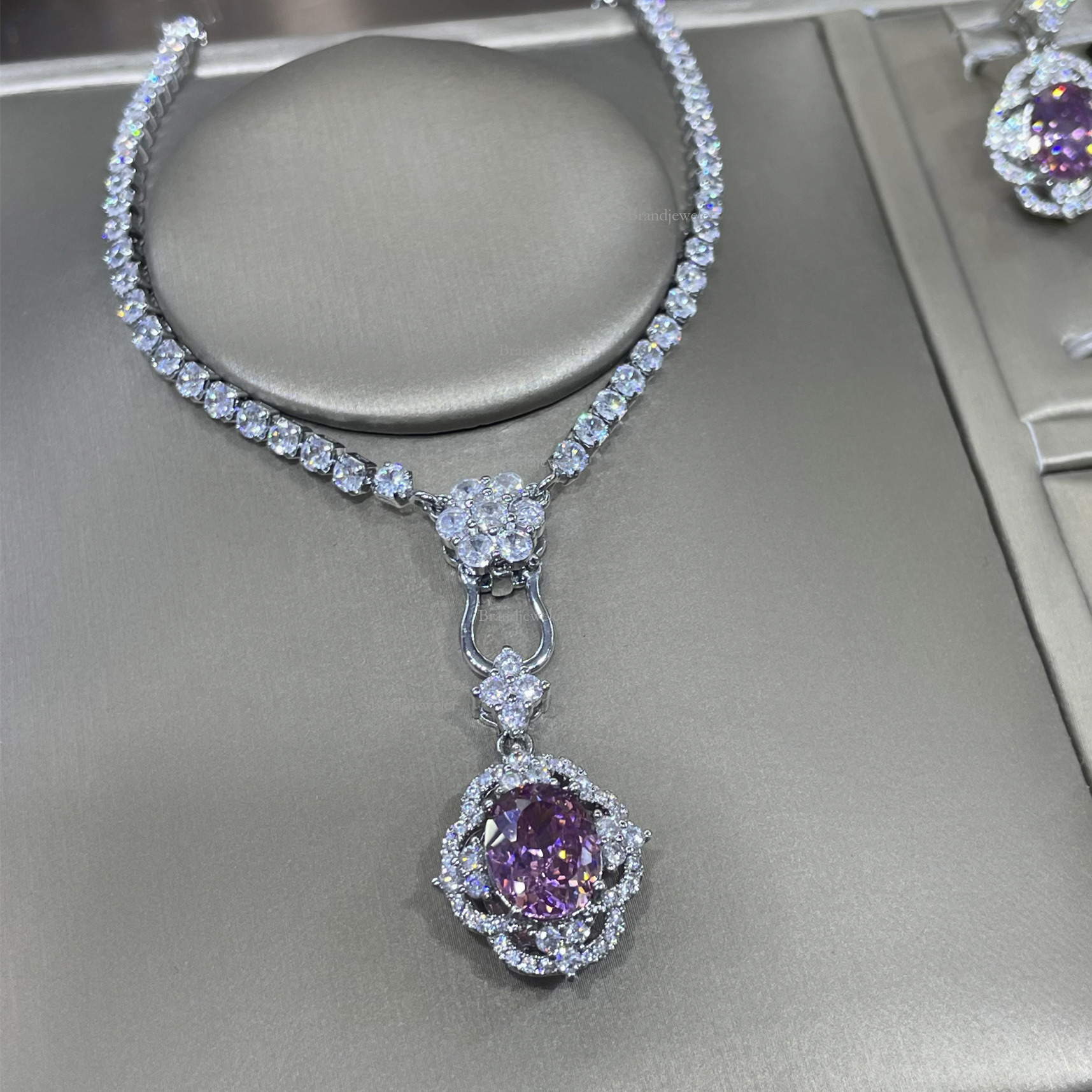 Cover Free Delivery 25 Designer Necklace New Model Starry Sky Cut Dried Rose Three-piece Set Full Diamond Luxurious Open Ring For Women Elegant Pendan