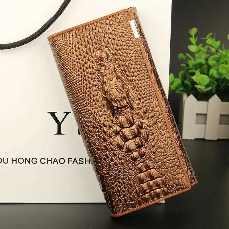 Women PU Leather Handbag Crocodile Pattern Long Wallet Large Capacity Clutch Phone Bag Coin Purse Card Holder for Party Z250621