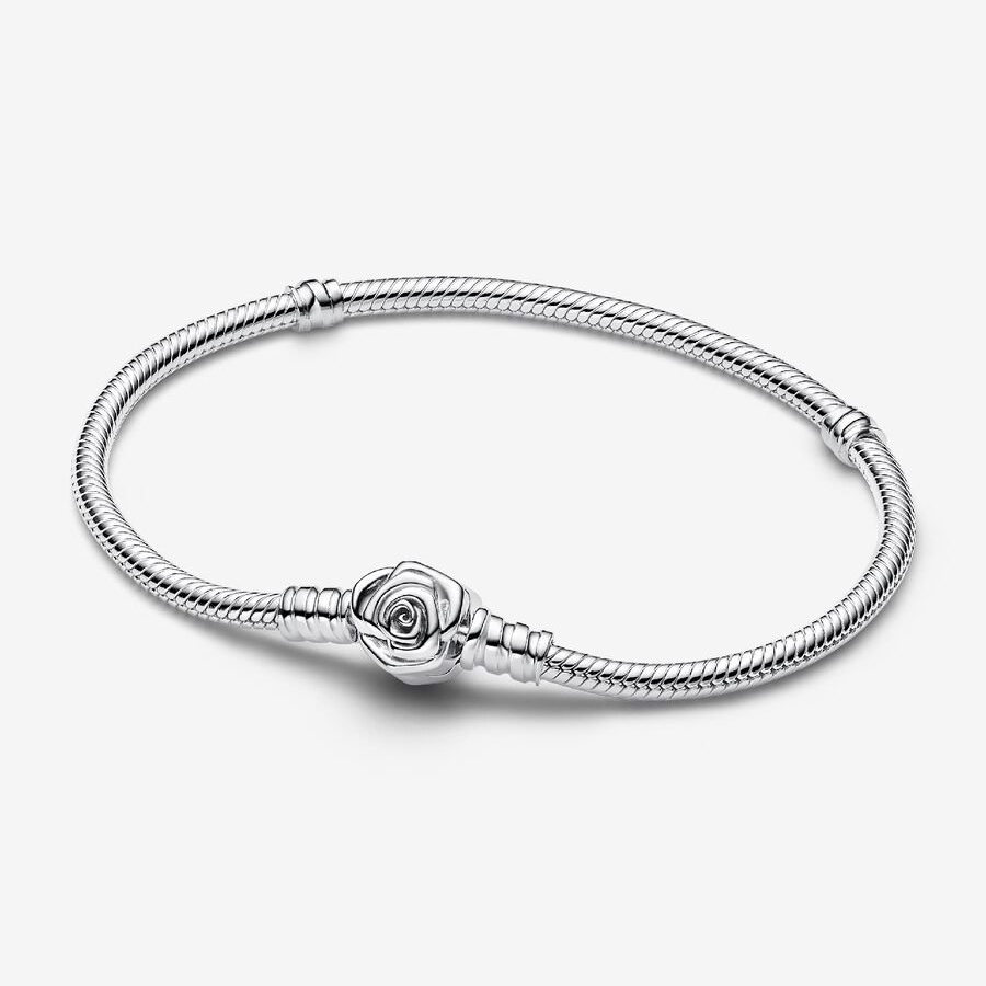 Fashion Women Men Punk Girls Silver Rose Gold Stainless Steel White Zircon Love Heart Round Snake Chain Bracelets Jewelry Gift