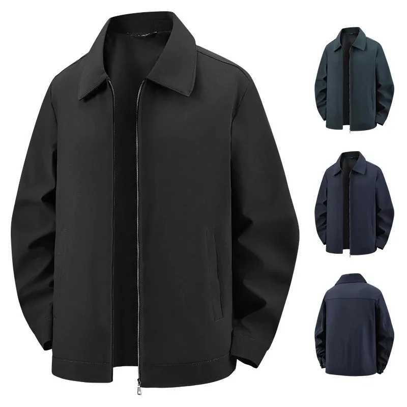 Jacket Solid Color Business New Mens Fashion Slim Dad Casual Gentleman Middle-aged and Elderly Lapel Coat British Style XJ250621