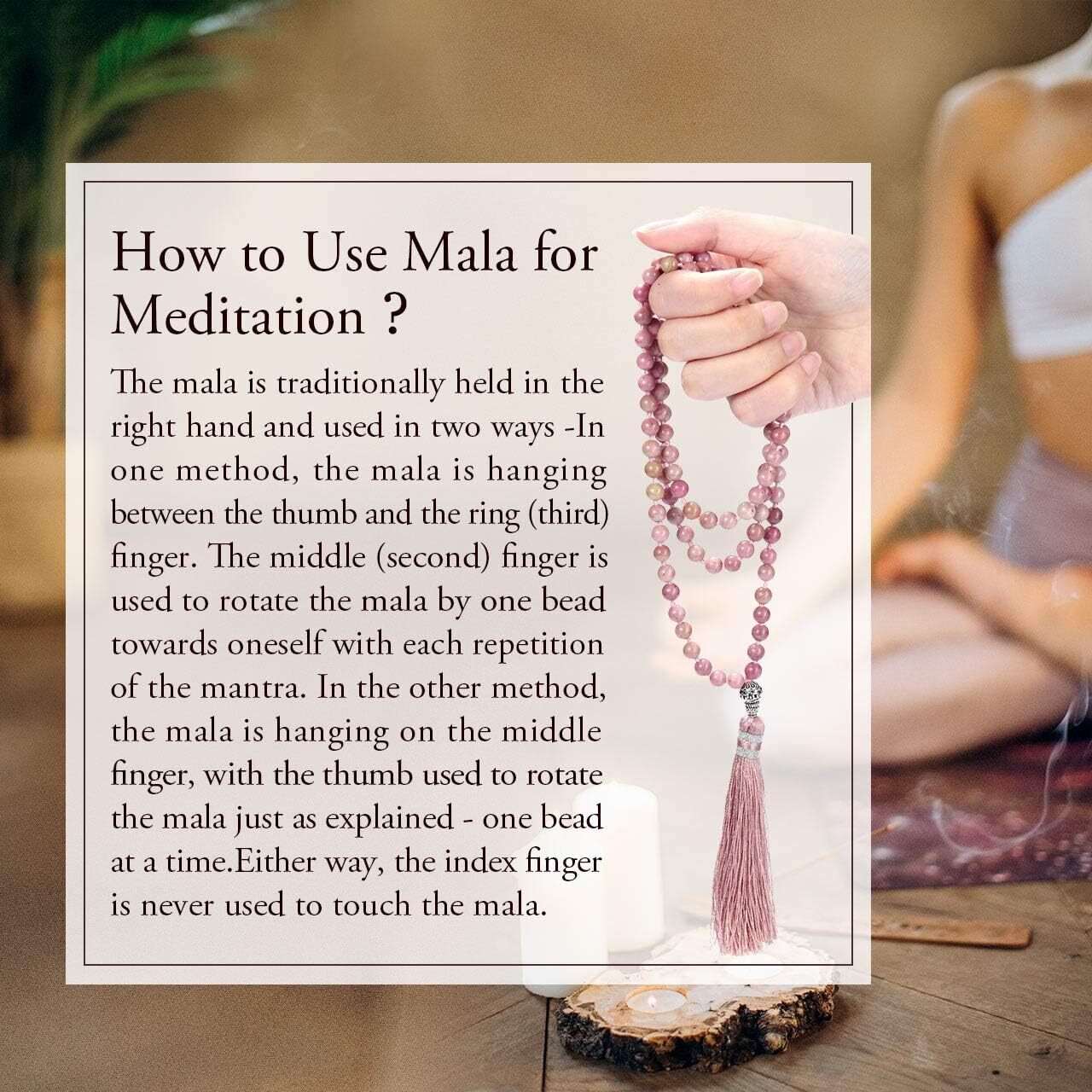 Divine Protection Top Plaza Womens 108 Mala Prayer Beads Wrap Necklace with Long Tassel Healing Crystal Stone Necklaces Yoga Meditation Reiki Quartz J
