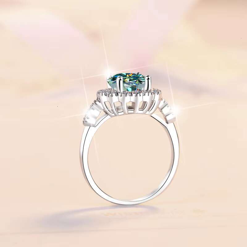 Fine Jewel Fashion 2Ct Diamond Europe and the United States New S925 Sterling Silver Charm Ring VVs1 Moissanite Band Ring