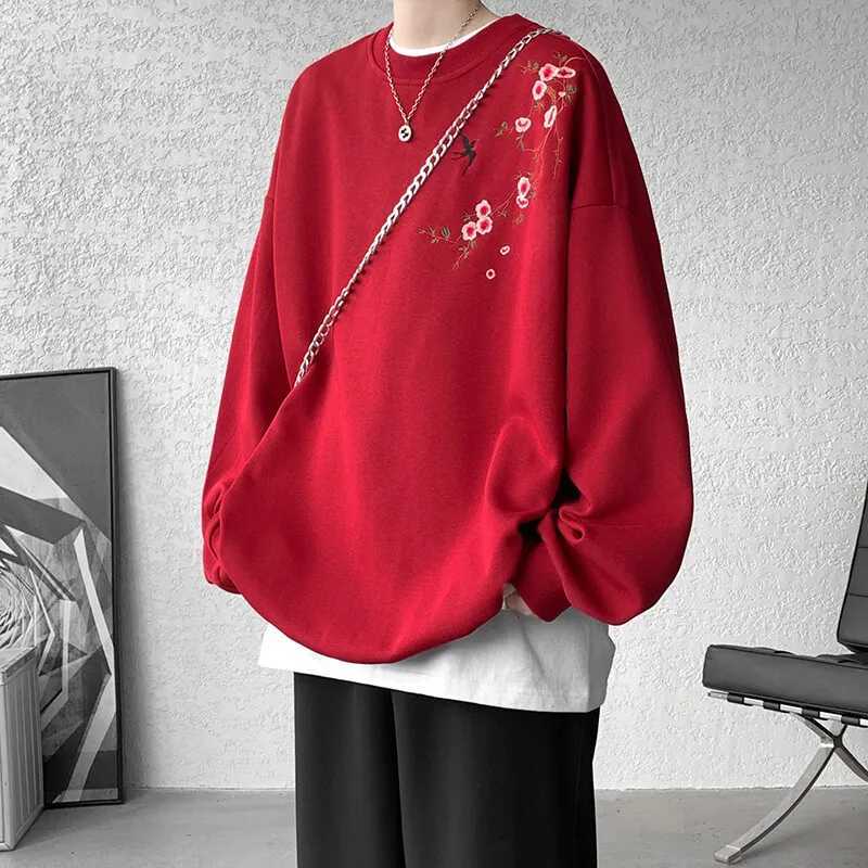 New Chinese Style Pull On Sweatshirts Men Fashion Embroidery Casual Hoodie Male Round Neck Loose Spring Autumn Streetwear Tops XJ250621