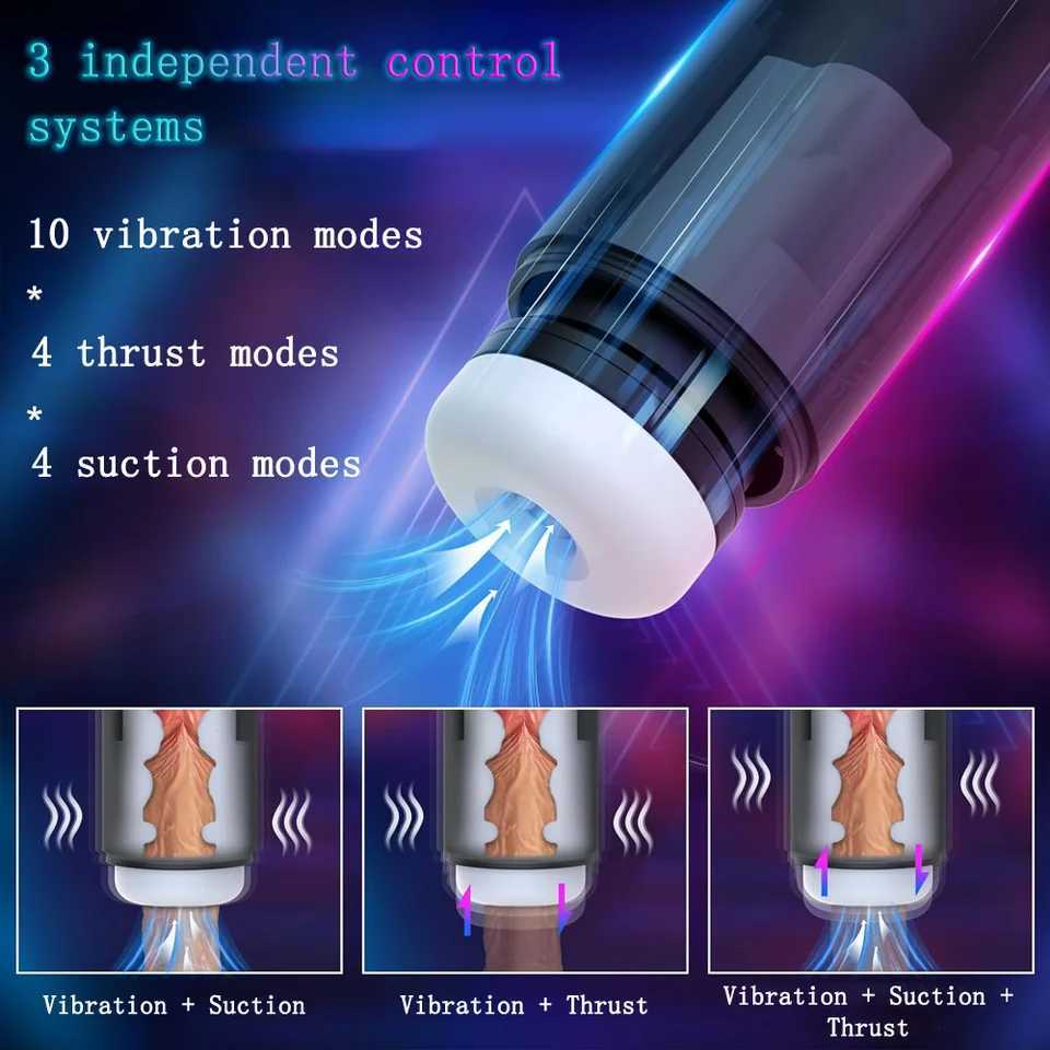 3-in- Masturbator Vibration Thrust Suction Real Vaginal Oral Sex Masturbation Cup Sex Toys Male Adult Products W250621