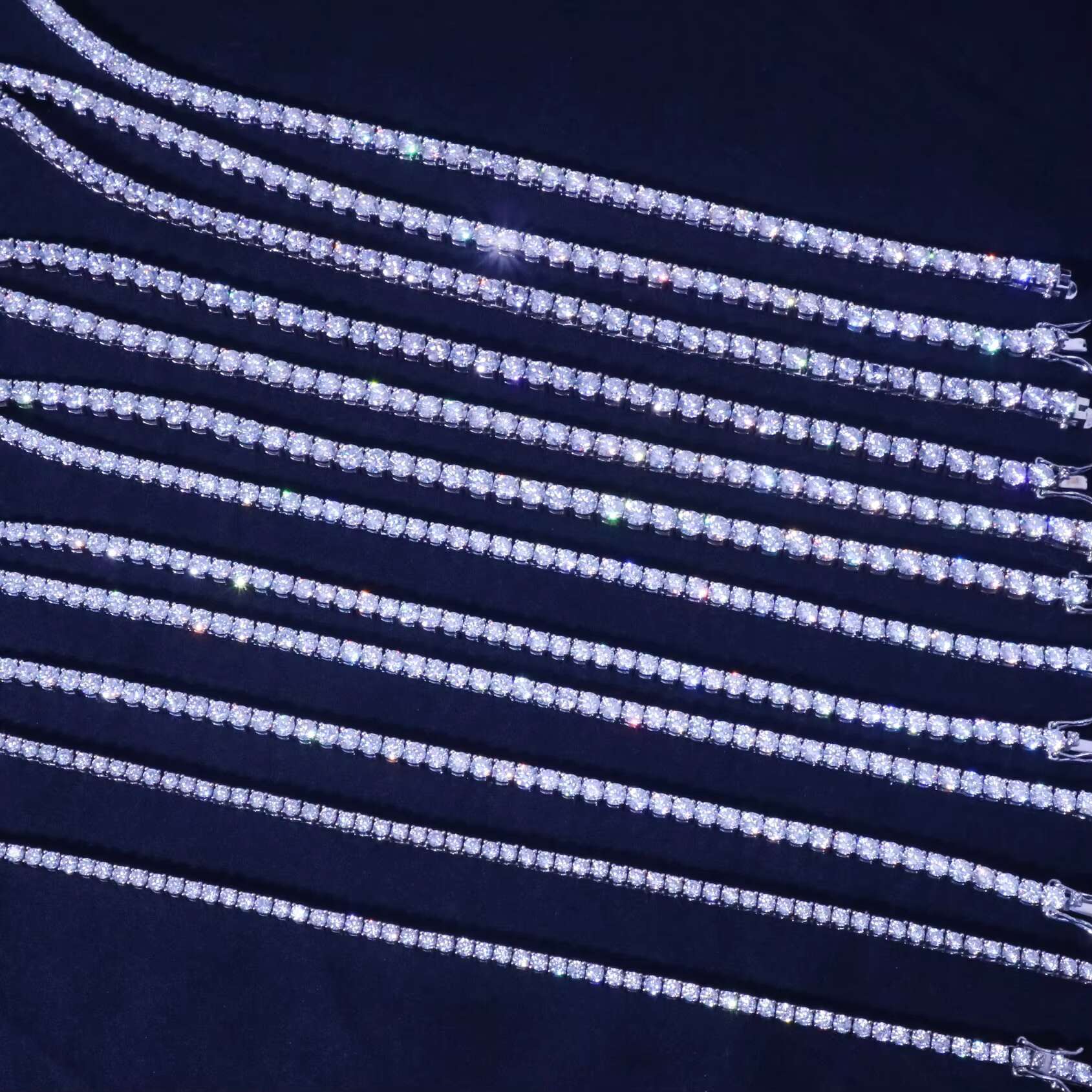 Wholesale New Design 3mm 18inches Tennis Necklace Chains Iced Out Round Cut Sterling Silver Plated Moissanite Tennis Chain