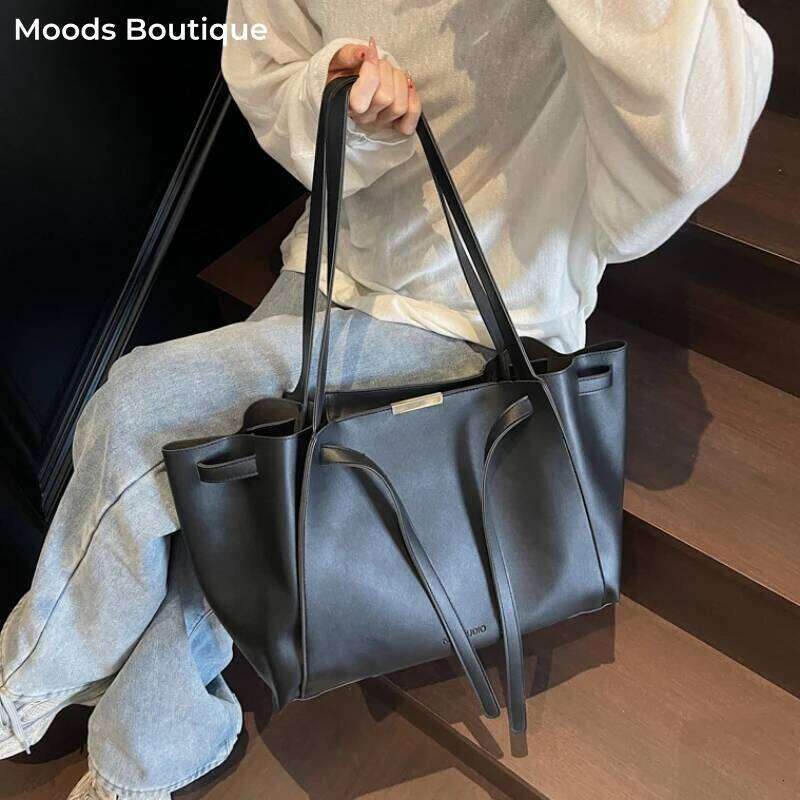 Hot Selling Simple Fashion Shoulder Bags For Women Bury Color Large Capacity Drawstring Bucket Shopping Totes Latest Handbags Designer Bags