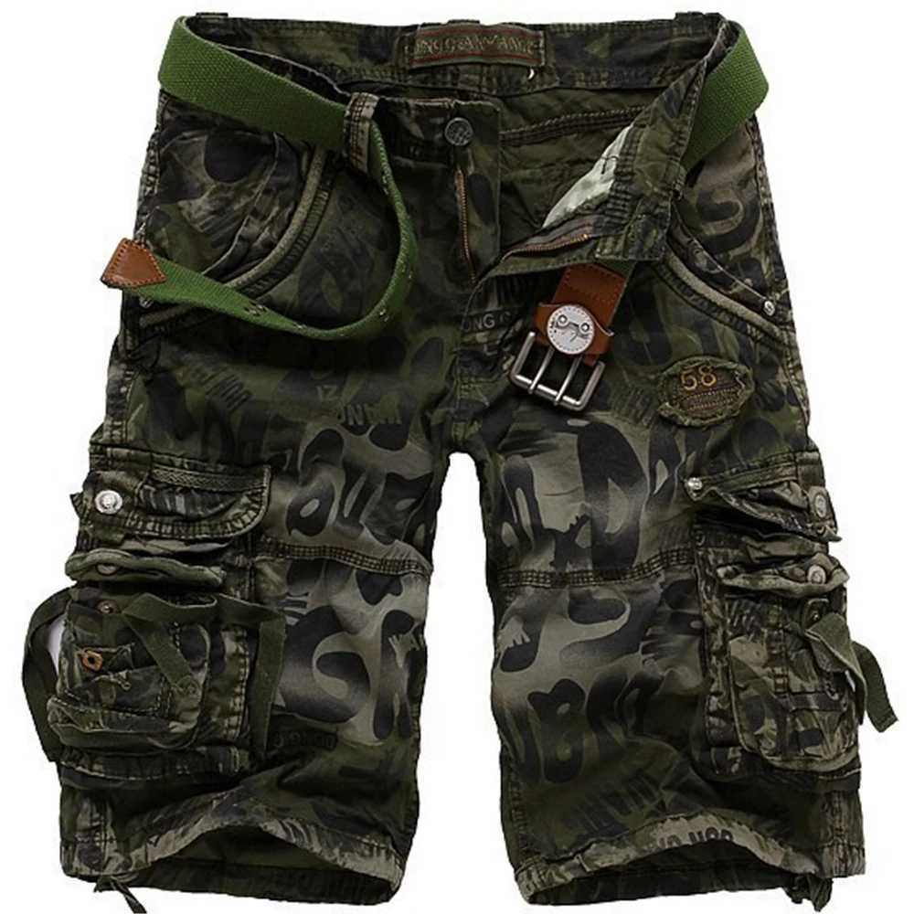 Summer Mens Camouflage Printed Work Shorts Multi-Pocket Zipper Button Military Combat Five Shorts Daily Street Casual Shorts W250621