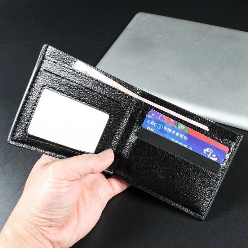 Mens Black Card Wallet Short Business Card Case Ultra-thin Soft Wallet New Pu Leather Lychee Grain Mini Wallet Z250621