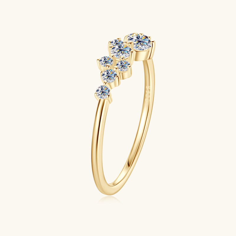 Elegant Female 0.3ct Moissanite Ring, Female Starry Sky Star, 925 Sterling Silver Ring