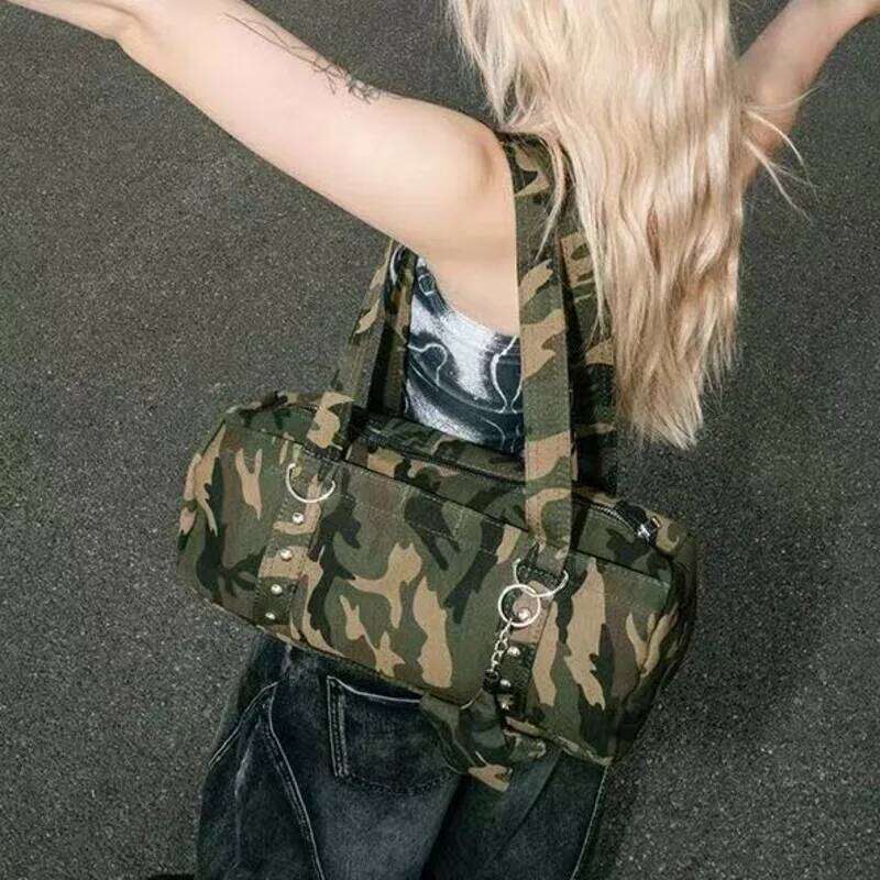 Leopard Print For Woman Fashion Single Shoulder Y2k Personalized Street Style Armpit Large Capacity Camouflage Handheld Bag