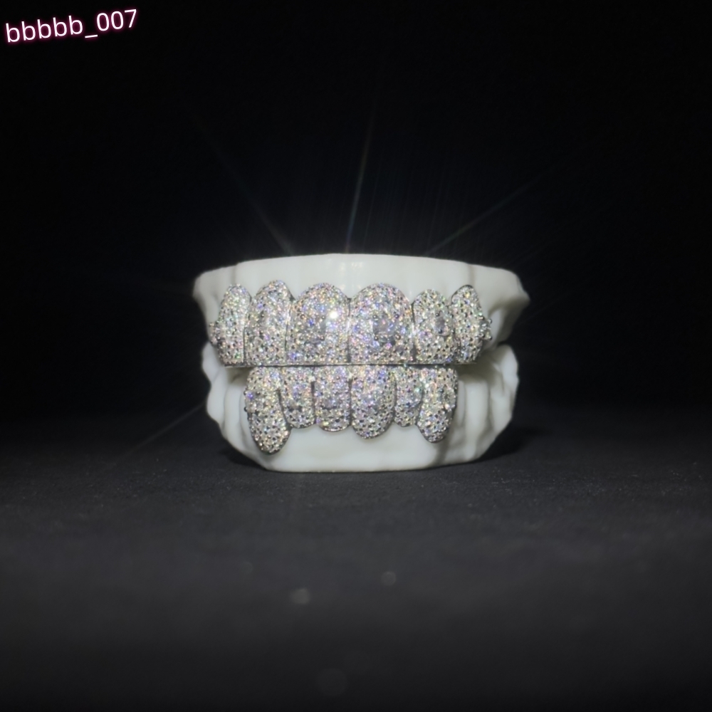 Customizable Gold Teeth Grillz Hip Hop 925 Silver Starburst Diamond Cuts Moissanite Iced VVS for Parties