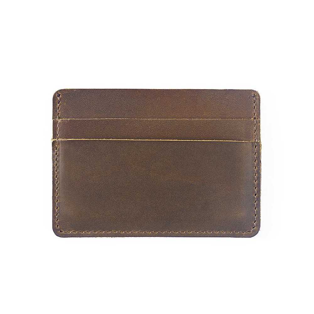 Men Credit ID Card Holders Vintage Design Crazy Horse Leather Customized Business Unisex Wallet Wholesale Z250621
