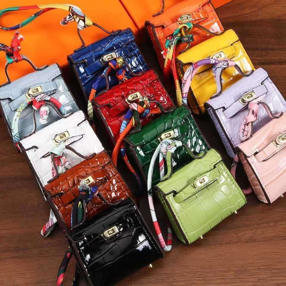 Mini Kelly Pendant Crocodile Pattern Exquisite Coin Purse Bag Charm High-end Keychain Car Interior