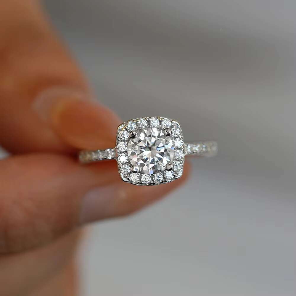 Hot Sale Wedding Moissanite Ring for Women VVS D Color 1ct 2ct 3ct Brilliant Cut 18K White Gold Plated S925 Silver Engagement