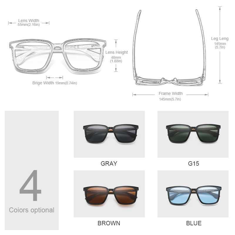 Oi Wood Men Women Square Sunglasses Wooden Eyeglasses polarized Blue Lenses Mens Glasses Luxury Eyewear W250621