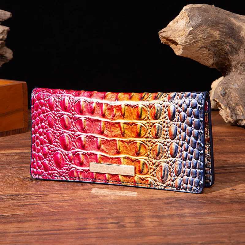 Simple and fashionable crocodile pattern solid color block wallet Z250621