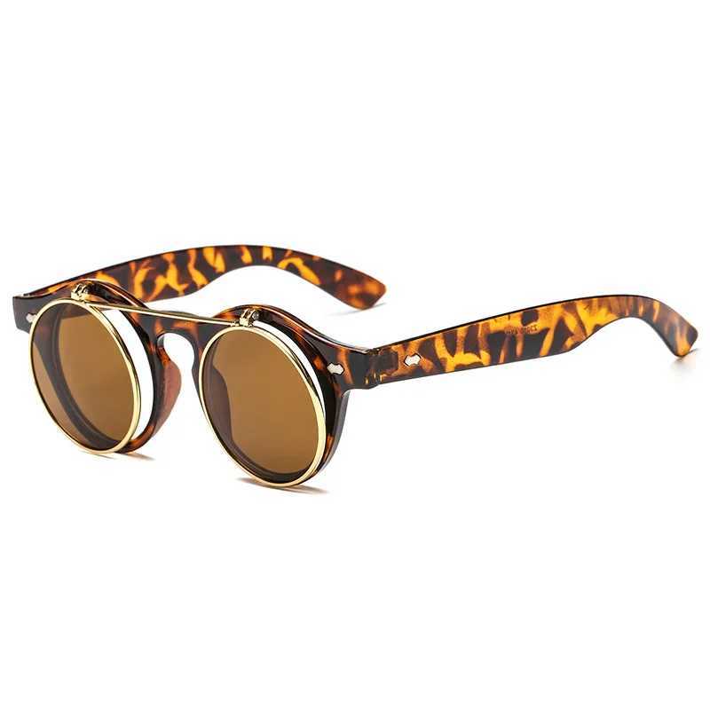 Classic Steampunk Goth Glasses Goggles Round Flip Up Sunglasses Retro Vintage Fashion Accessories Trend Round Eyeglass W250621