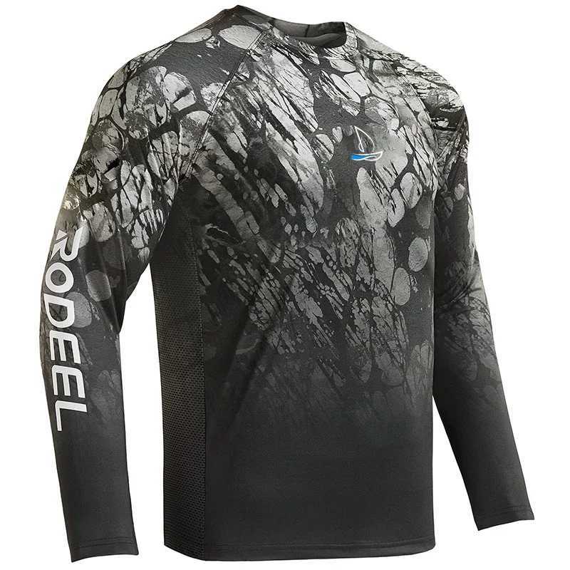 FEIYUE Mens Sun Protection T-shirts Camouflage UPF 50+ Long Sleeve Quick Dry Breathable Hiking Go Fishing Shirts UV-Proof TOPS XJ250621