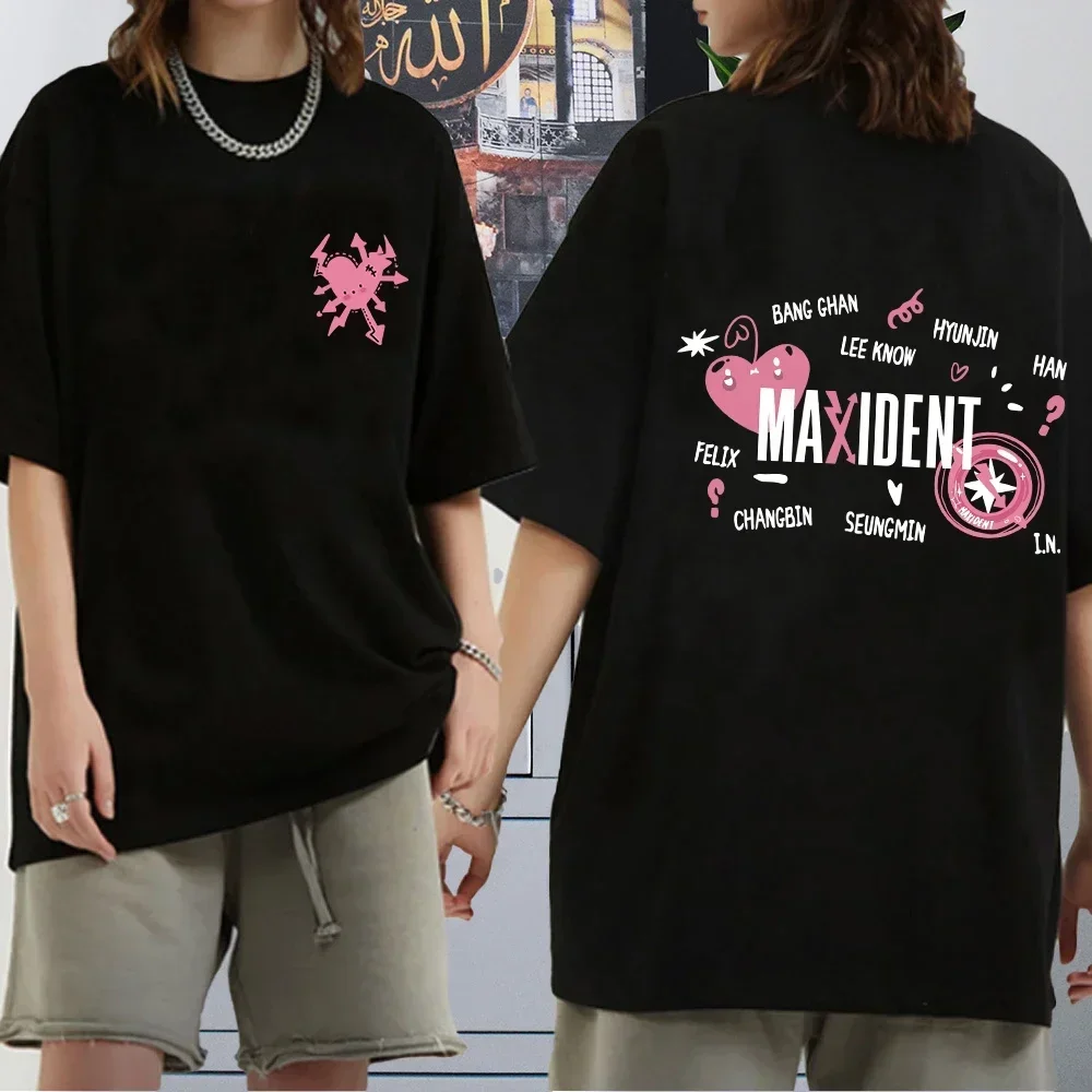 Hot Stray Kids Maxident T-Shirt Women Men Summer Casual Kpop Short Sleeve T-Shirt Harajuku Y2k Top Women Clothing