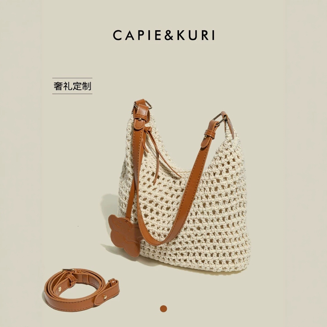 Free shipping designer Summer Straw Bag for Women 2025 New Trendy Shoulder Beach Bag Versatile Beach Bag Forest Style Woven Bag for Women