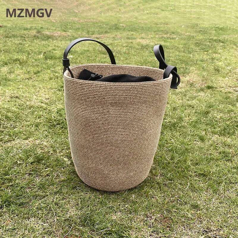 Meet You Summer Large Capacity Raffia Woven Straw For Women 2025 Commuter Bucket Shoulder Travel Shopping Beach Bag