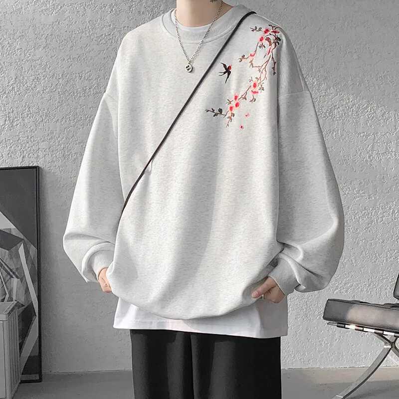 New Chinese Style Pull On Sweatshirts Men Fashion Embroidery Casual Hoodie Male Round Neck Loose Spring Autumn Streetwear Tops XJ250621